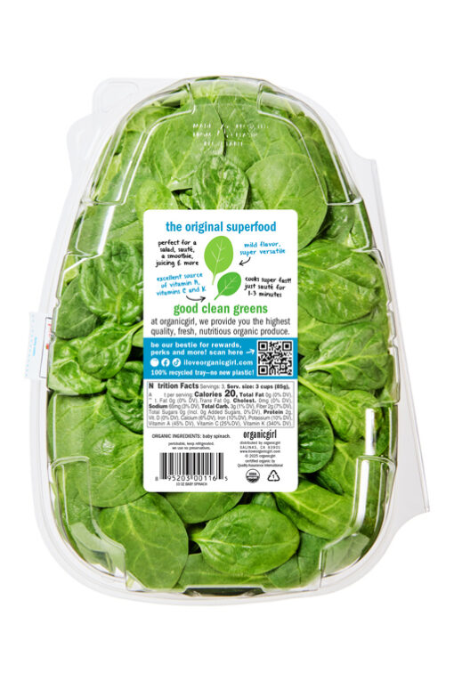 organic girl baby spinach 10oz back