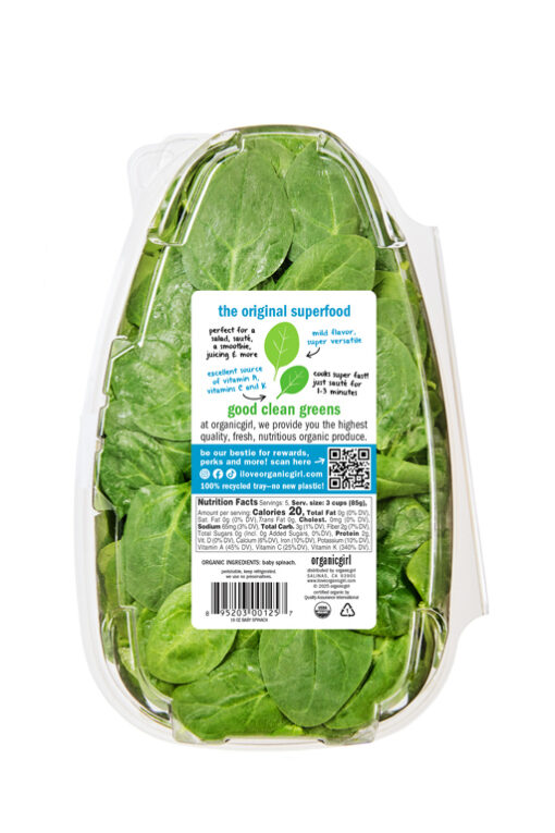 organic girl baby spinach 16oz back