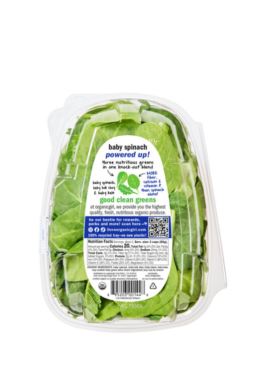 organic girl powerhouse spinach blend 5oz back