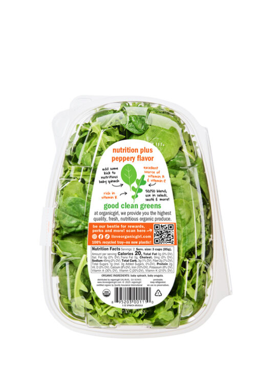 organic girl baby spinach and arugula 5oz back
